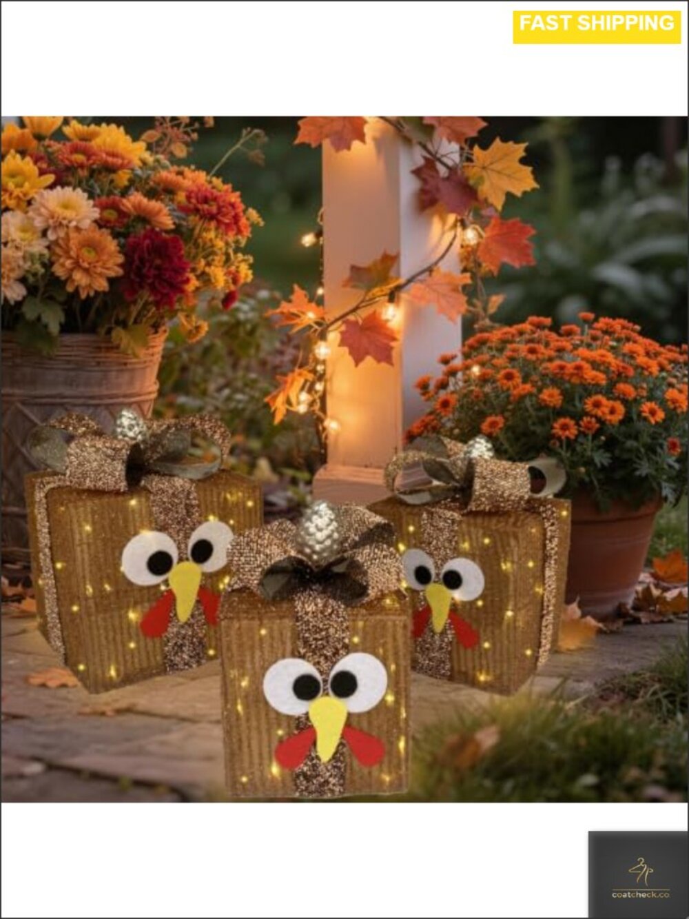 Lighted Thanksgiving Gift Boxes Set 3 Prelit 80 Lights 8 Modes Timer Indoor